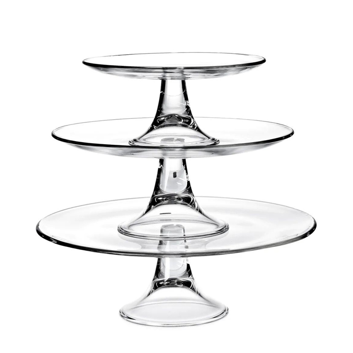 SET BANQUET OF 3 FOOTED PLATE CLEAR GLASS
